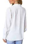 Women’s V Neck Long Sleeve Chiffon Balloon Sleeve Work Blouses