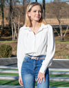 Women’s V Neck Long Sleeve Chiffon Balloon Sleeve Work Blouses