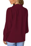 Women’s V Neck Long Sleeve Chiffon Balloon Sleeve Work Blouses