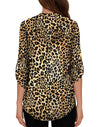Women's Business Casual V Neck Cuffed Sleeves Work Blouse Top