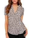 Women's Business Casual V Neck Cuffed Sleeves Work Blouse Top