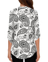 Women's Business Casual V Neck Cuffed Sleeves Work Blouse Top