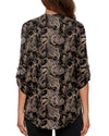 Women's Business Casual V Neck Cuffed Sleeves Work Blouse Top