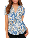 Women's Business Casual V Neck Cuffed Sleeves Work Blouse Top