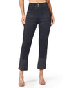 Women's Straight Leg Jeans High Waisted Stretchy Mom Jeans Cuffed Trouser Jeans with Patch Pockets