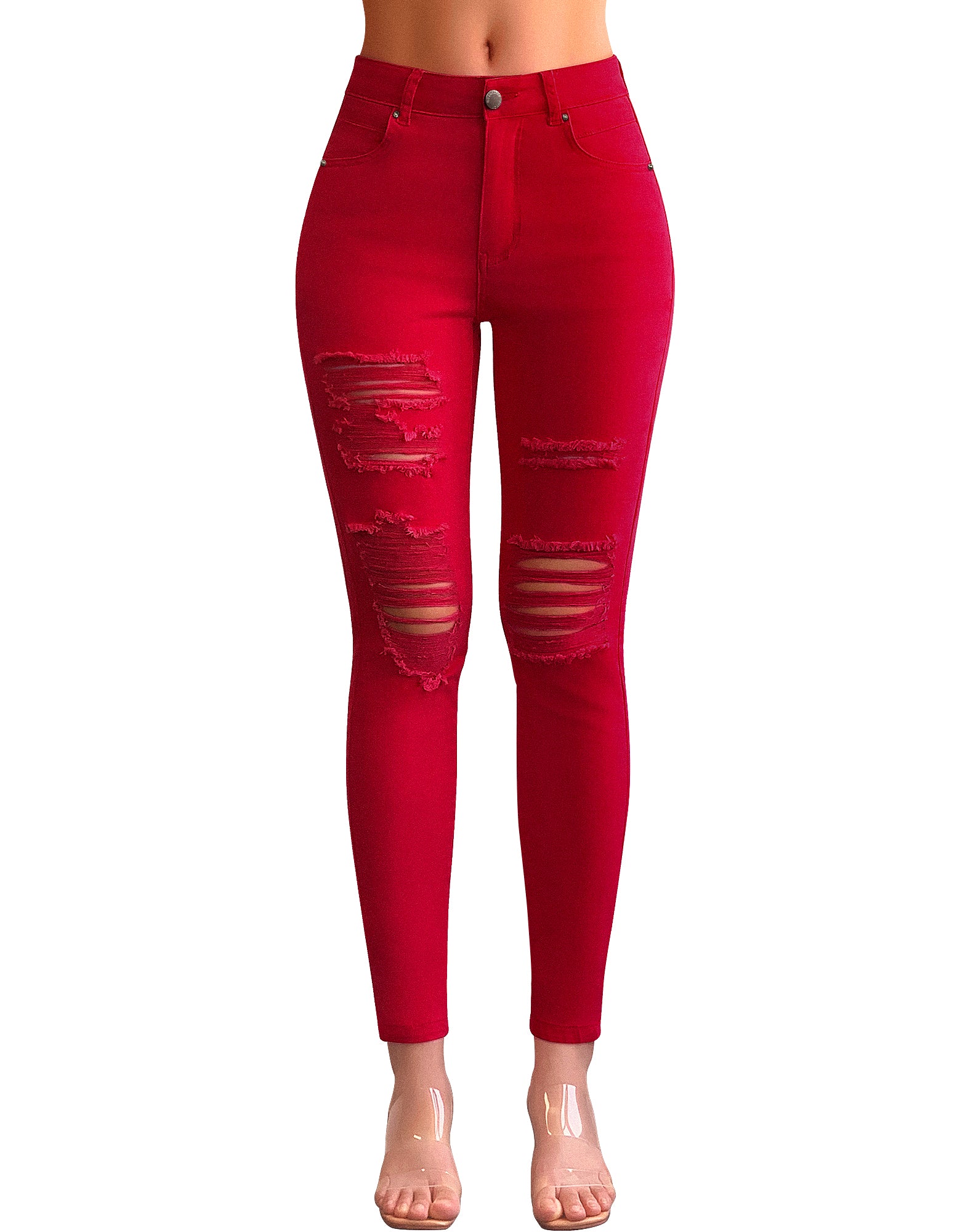 Mid Rise Ripped Ankle Skinny Jeans