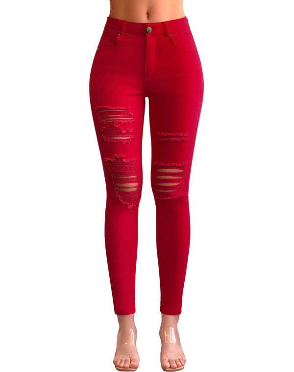 Mid Rise Ripped Ankle Skinny Jeans