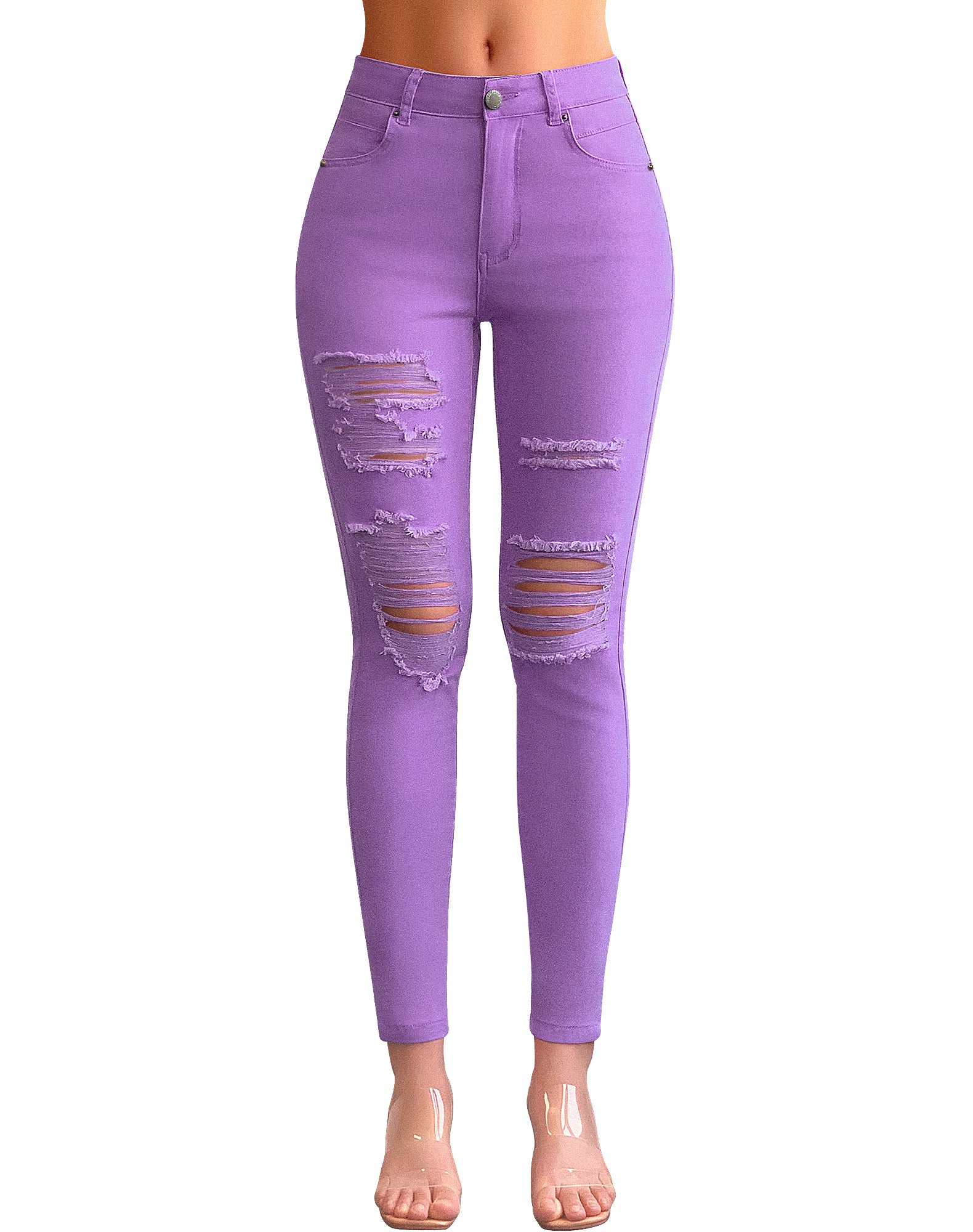 Mid Rise Ripped Ankle Skinny Jeans