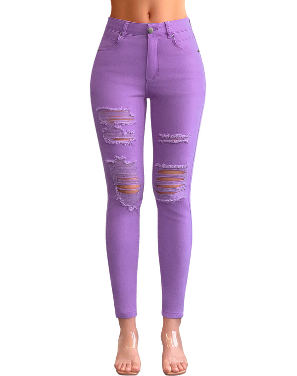 Mid Rise Ripped Ankle Skinny Jeans
