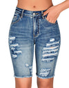 High Rise Ripped Vintage Bermuda Shorts