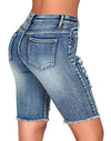 High Rise Ripped Vintage Bermuda Shorts