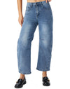 Women's Barrel Jeans High Waisted Stretchy Wide Leg Cropped Boyfriend Denim Jeans