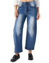 Women's Barrel Jeans High Waisted Stretchy Wide Leg Cropped Boyfriend Denim Jeans