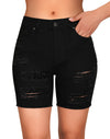 Ripped Denim Frayed Hem Distressed Bermuda Shorts