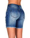 Ripped Denim Frayed Hem Distressed Bermuda Shorts