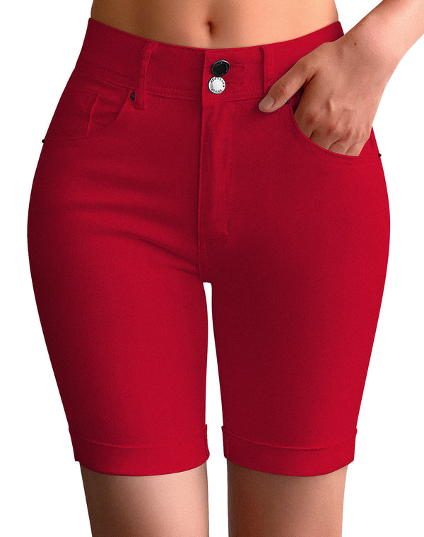 Mid Rise Butt Lifting Stretchy Bermuda Shorts