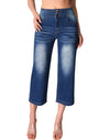 Wide Leg Capri Stretchy High Waisted Baggy Jeans