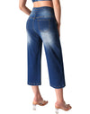 Wide Leg Capri Stretchy High Waisted Baggy Jeans