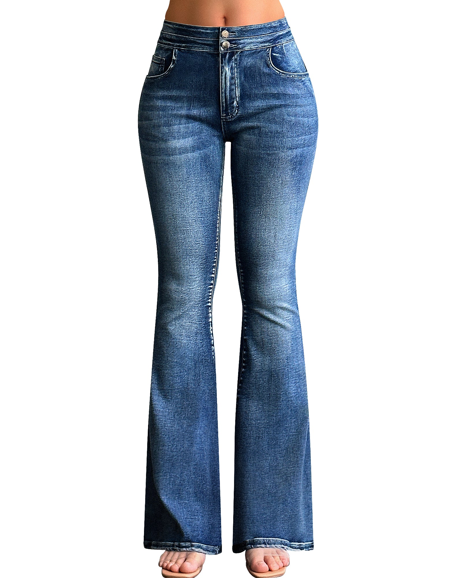 High Waisted Stretch Tummy Control Flared Jeans