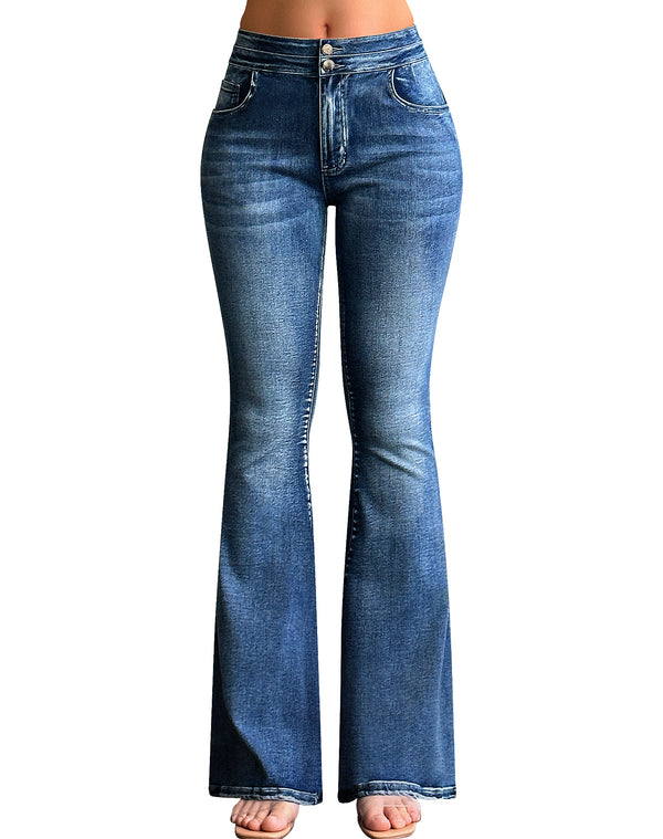 High Waisted Stretch Tummy Control Flared Jeans