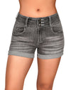 High Rise Stretchy Cuffed Denim Shorts