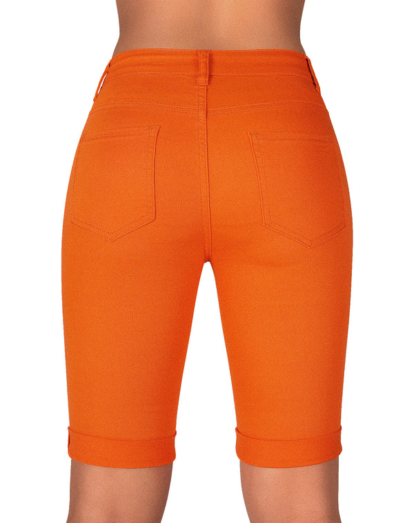 Mid Rise Hollow-out Ripped Bermuda Shorts
