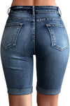 High Rise Vintage Rolled-up Bermuda Shorts