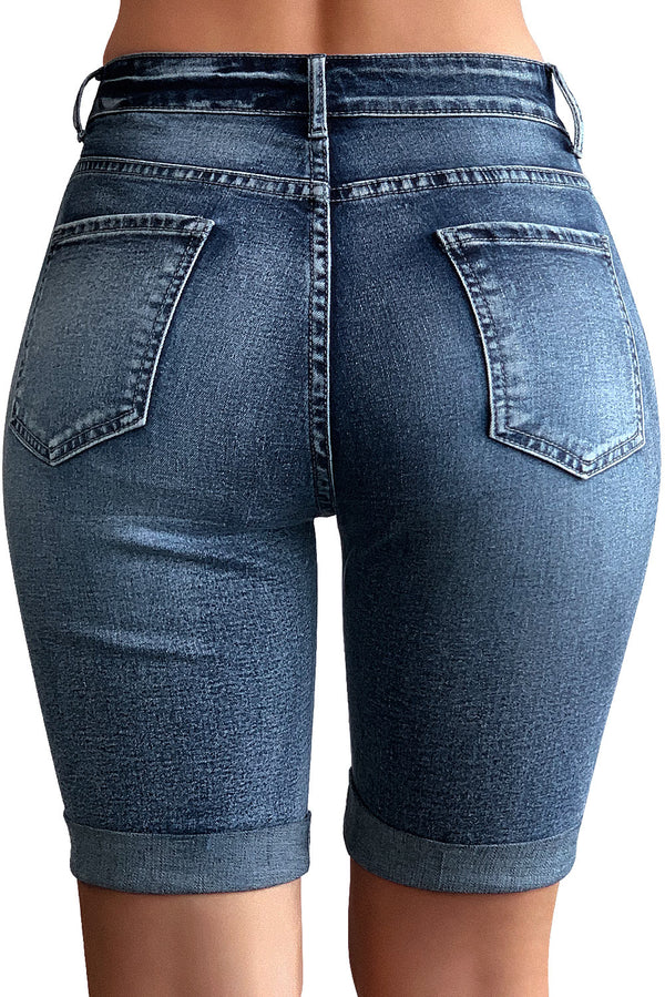 High Rise Vintage Rolled-up Bermuda Shorts