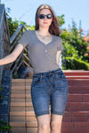 High Rise Vintage Rolled-up Bermuda Shorts
