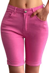 High Rise Vintage Rolled-up Bermuda Shorts