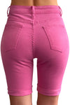 High Rise Vintage Rolled-up Bermuda Shorts