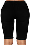 High Rise Vintage Rolled-up Bermuda Shorts