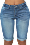 High Rise Vintage Rolled-up Bermuda Shorts