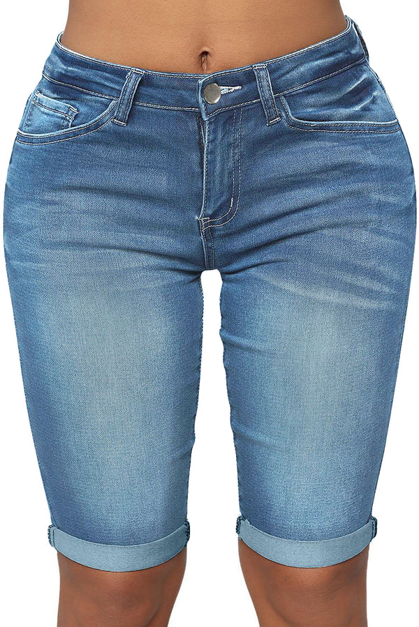 High Rise Vintage Rolled-up Bermuda Shorts