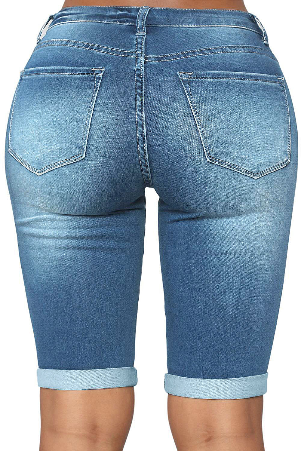 High Rise Vintage Rolled-up Bermuda Shorts