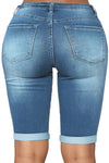 High Rise Vintage Rolled-up Bermuda Shorts