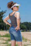High Rise Vintage Rolled-up Bermuda Shorts