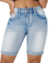 High Rise Vintage Rolled-up Bermuda Shorts