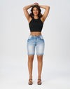 High Rise Vintage Rolled-up Bermuda Shorts