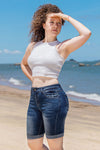 High Rise Vintage Rolled-up Bermuda Shorts