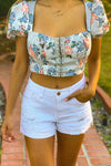 Mid Rise Ripped Stretchy Denim Shorts