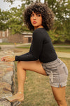 Mid Rise Ripped Stretchy Denim Shorts