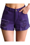 Mid Rise Ripped Stretchy Denim Shorts