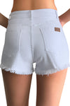 Mid Rise Ripped Frayed Raw Hem Stretchy Jeans Shorts
