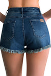 Mid Rise Ripped Frayed Raw Hem Stretchy Jeans Shorts