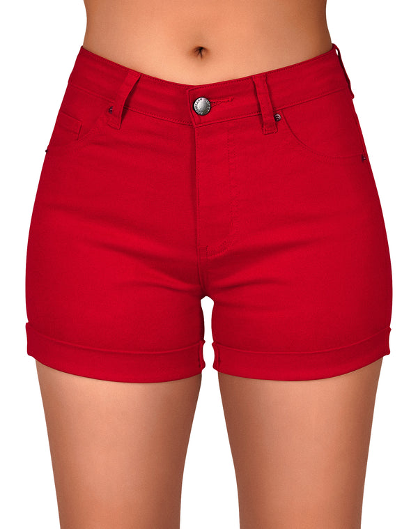 High Rise Stretchy Denim Shorts