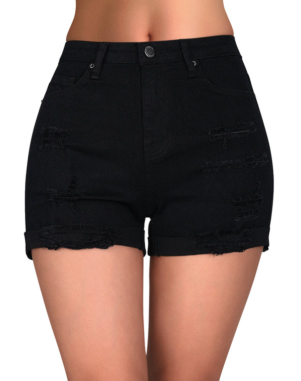 Summer Mid Rise Ripped Denim Shorts