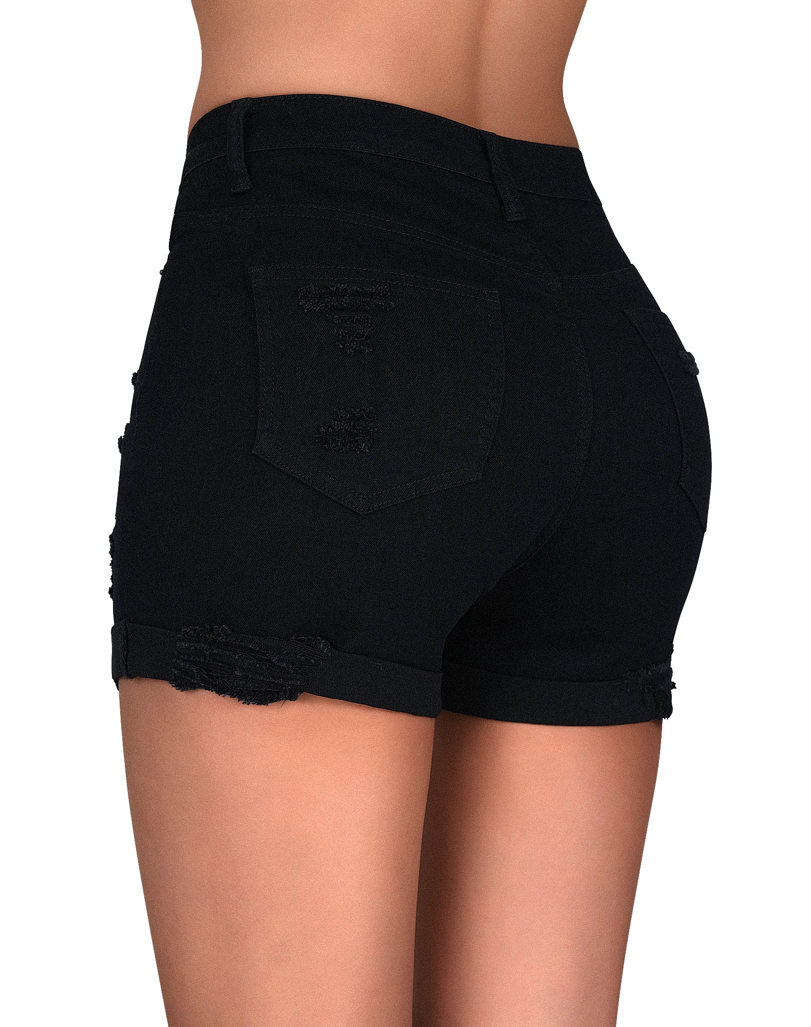 Summer Mid Rise Ripped Denim Shorts