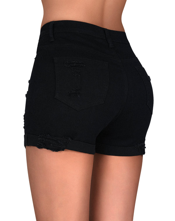 Summer Mid Rise Ripped Denim Shorts
