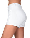 Women's Ripped Mid Rise Jean Shorts Stretchy Distressed Folded Hem Denim Shorts